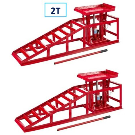 Paire de Rampes de Levage Hydraulique 2T Rampe d'Accès Réglable chargement Véhicule 240-420mm