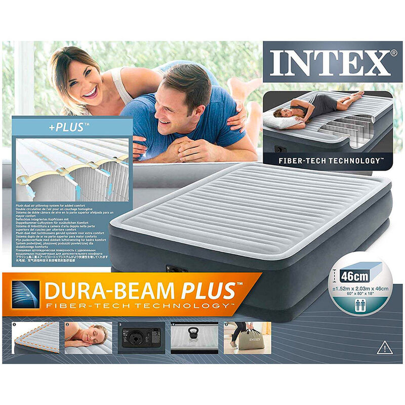 polyester Grey 152 x 203 x 10cms Intex Queen Size Fitted Sheet for Airbeds 152 x 203 x 10 cm