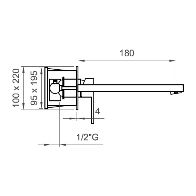 Miscelatore A Muro Per Lavabo Nero Opaco Bocca 180Mm Amalfi