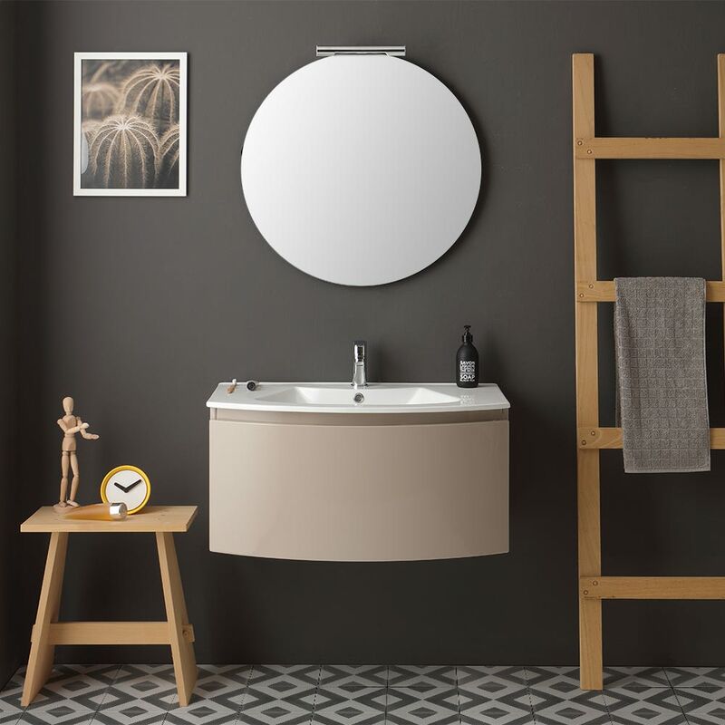 Mobile bagno sospeso Lesina bianco lucido 90x48x55