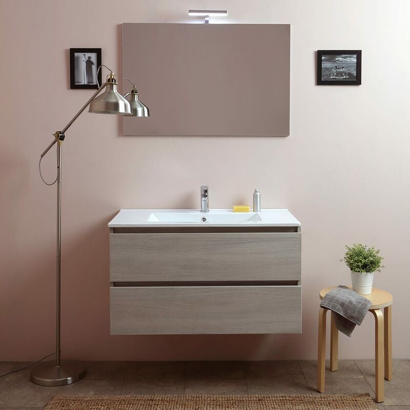 Composizione Bagno Sospesa 90Cm Con Cassetti Olmo Leone Berlin