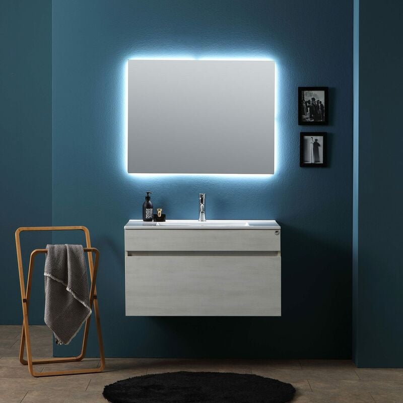 Fortuna: Rotondo Armadietto da Bagno con Specchio e Illuminazione LED 80cm