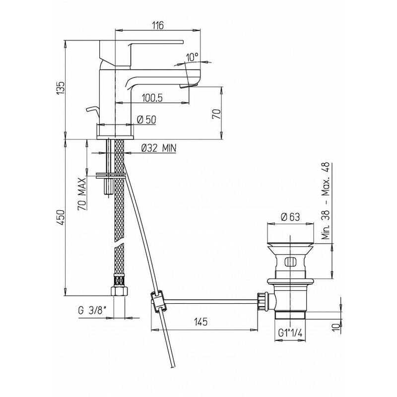 SET RUBINETTI LAVABO, BIDET, ESTERNO DOCCIA IN OTTONE CROMATO NORA