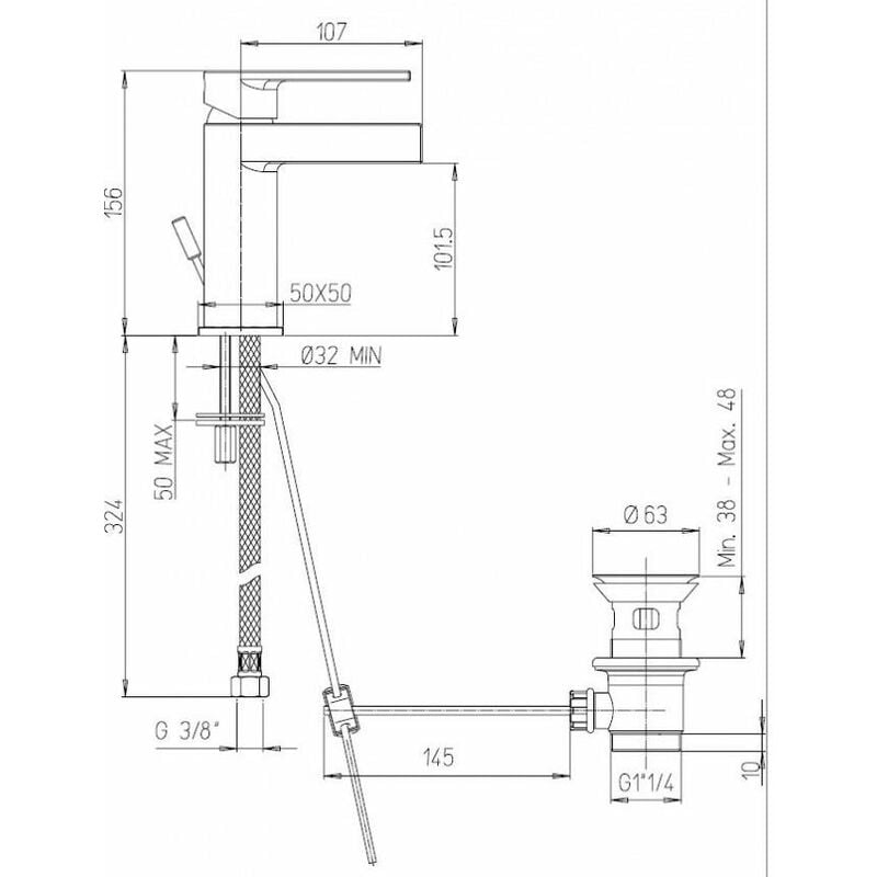 RUBINETTI BAGNO LAVABO A CASCATA, BIDET E INCASSO DOCCIA