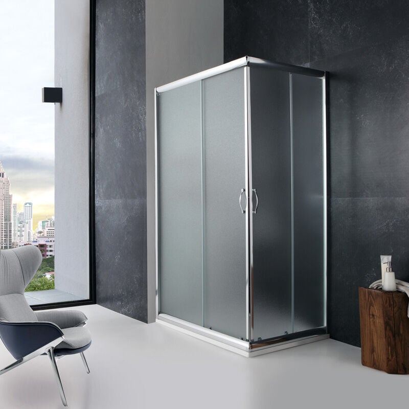 Box Doccia Giada 70x90cm - Vetro Temperato 6mm Con Profili Alluminio Cromato - Foto 4