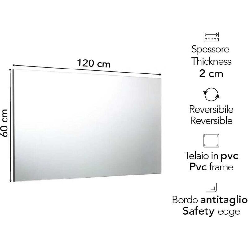 Specchio a Muro Rettangolare Cornice Lucida Design Italiano
