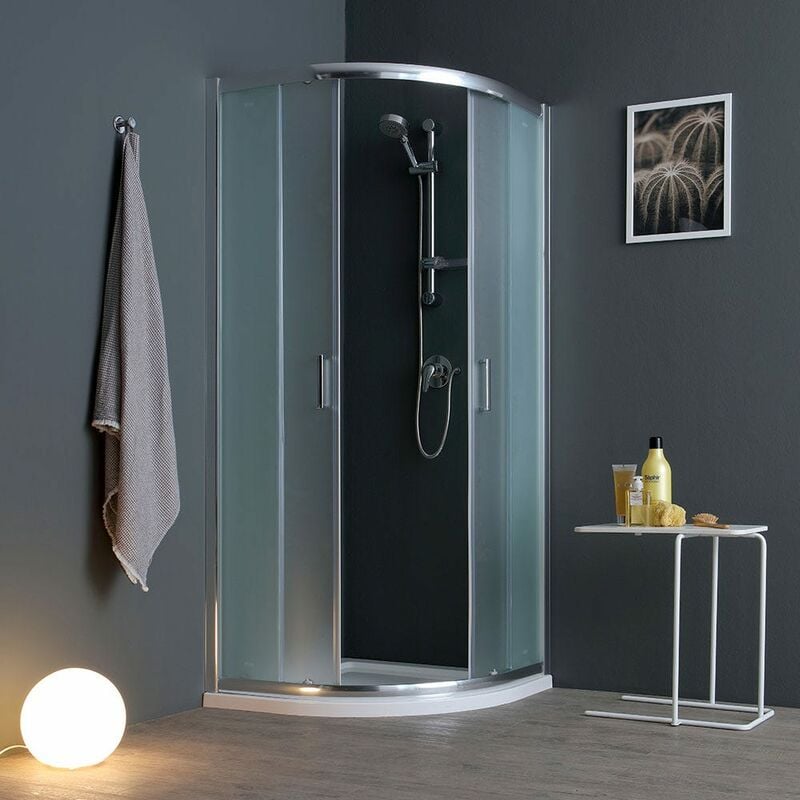 Cabina Doccia Semicircolare 90X90cm Ante Vetro Satinato 6 Mm Giada