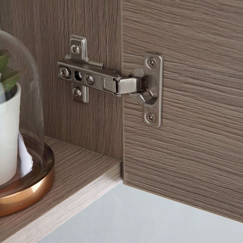 SPECCHIO BAGNO PENSILE CON ANTA LATERALE ROVERE EFFETTO LEGNO LUCE