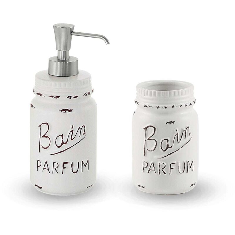 Set Accessori Bagno In Ceramica Lilly - Dosa Sapone E Portaspazzolini, Design Elegante, Bianco - Foto 3