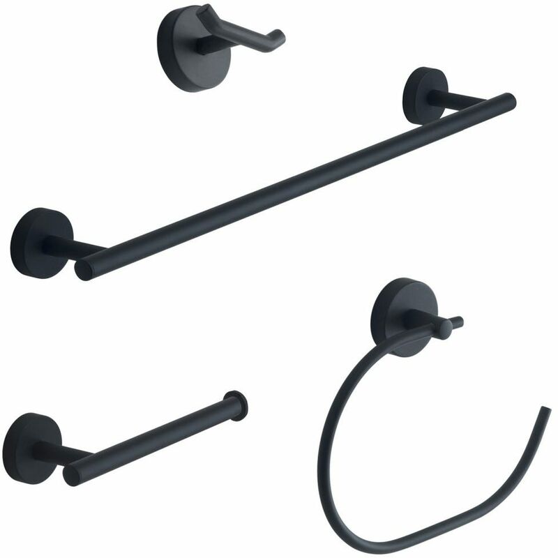 SET 4 PZ ACCESSORI BAGNO A MURO NERO OPACO VIOLETTA