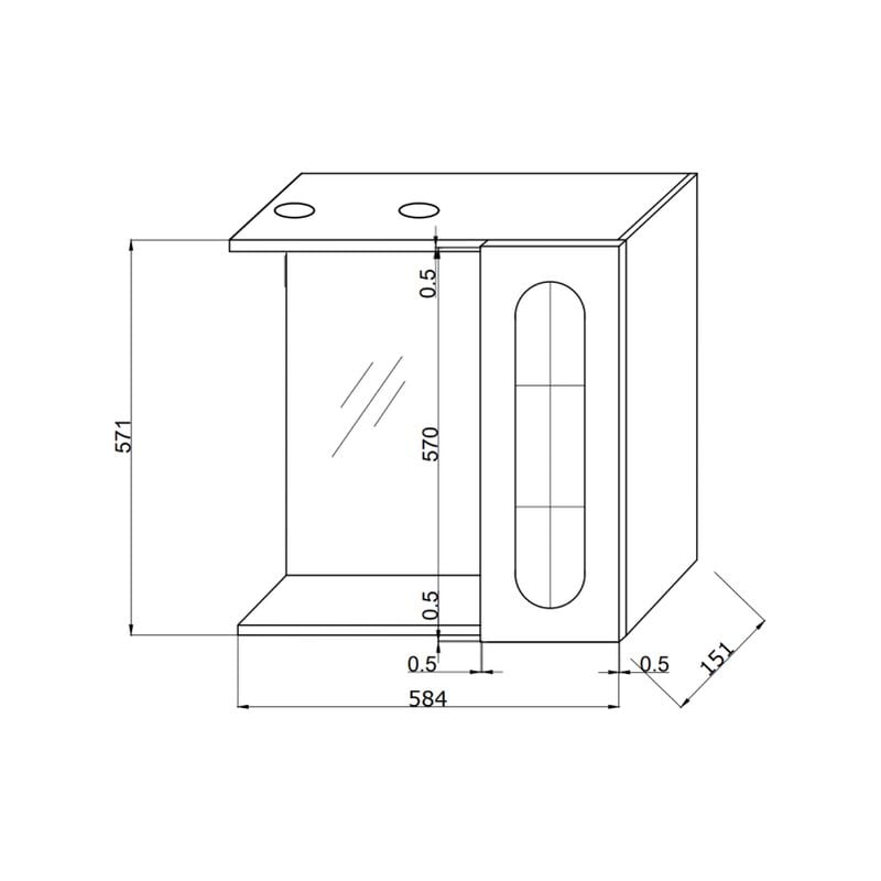 Specchio Bagno Bianco 58Cm, Pensile Con Anta Inglesina E Faretti Led