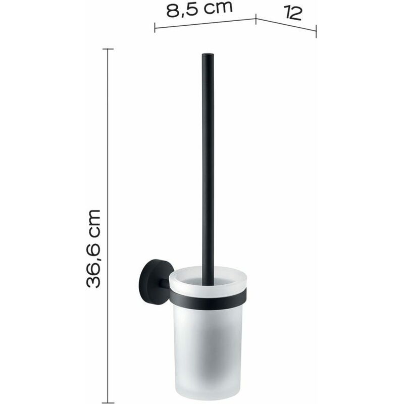 Scopino Wc Fissaggio A Muro Vetro/Acciaio Inox Nero Opaco Violetta