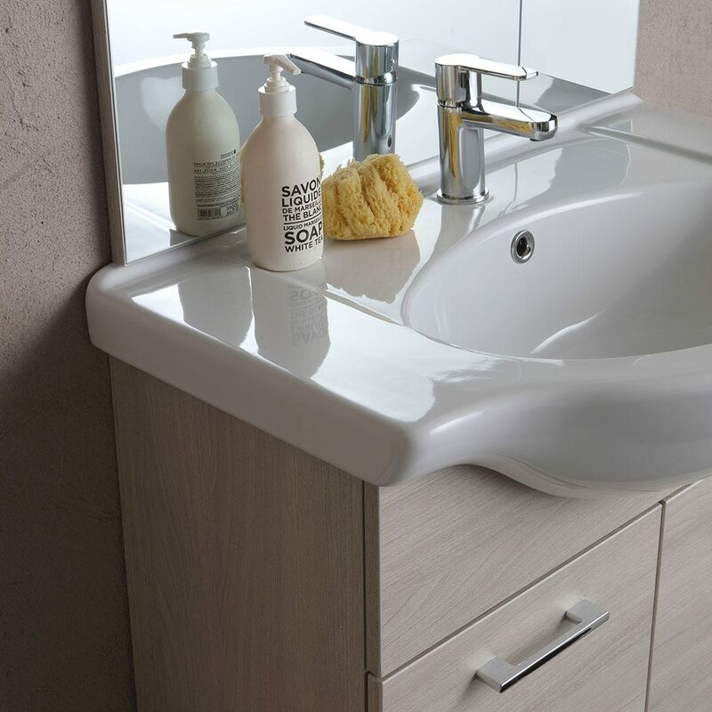 Kiamami Valentina Mobile Bagno con LAVABO da 60 CM con Ante in Grigio