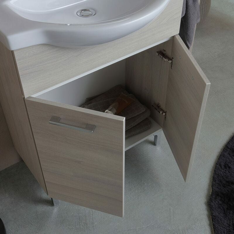 Kiamami Valentina Mobile Bagno a Terra 105cm Quercia Bianco con 3 Ante,  cassetto e Specchio con pensile Rimini : : Casa e cucina