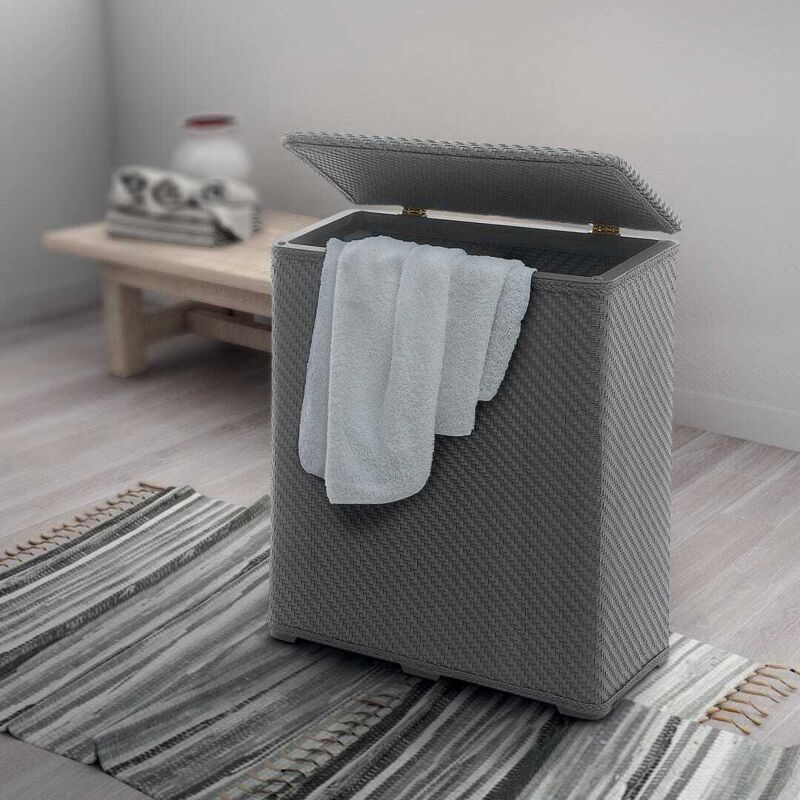 Cesto per biancheria sottile con coperchio, 160L, fodera in rete rimovibile, tessuto Oxford, pieghevole, 57 x 37 x 75 cm, grigio | Leroy Merlin