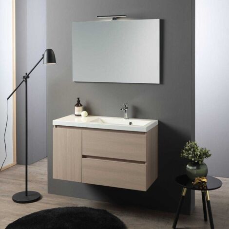 Mobile Bagno Sospeso 90Cm Olmo Lavabo Decentrato Dx  Malaga