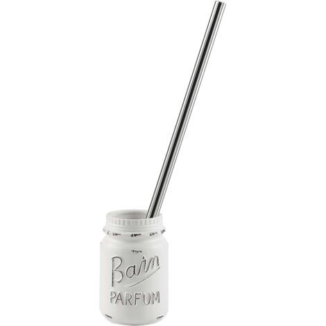 Portascopino Wc Da Pavimento In Ceramica Bianca Decorata  Cindy