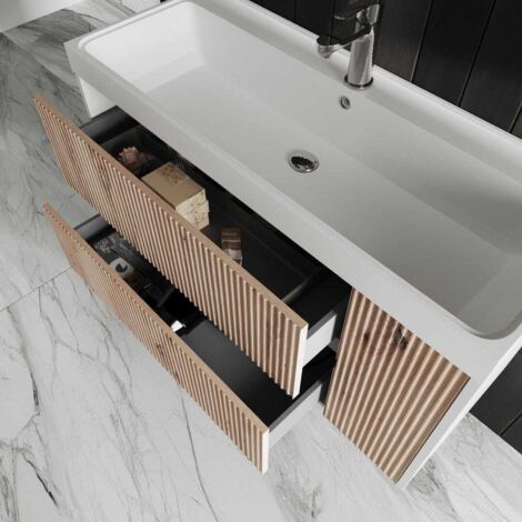Vicco Mobiletto Bagno Luna - Rovere, 37x79x32.6 Cm, Con Cassetto E Ripiani - Foto 9
