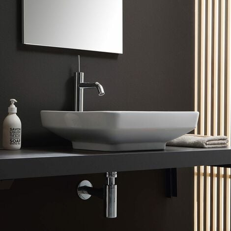 LAVABO APPOGGIO PER RUBINETTO A MURO DESIGN QUADRATO 45X45