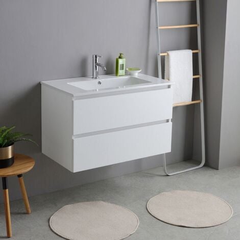 Mobile Bagno Base Con Lavabo 80Cm Bianco  Bilbao