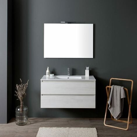 MOBILE BAGNO SOSPESO CM 90 CON CASSETTI GRIGIO CHIARO BERLIN