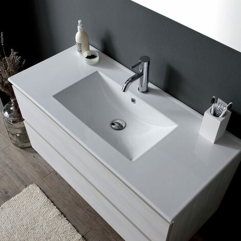 MOBILE BAGNO SOSPESO CM 90 CON CASSETTI GRIGIO CHIARO BERLIN