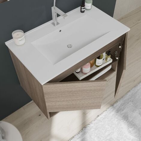 Kiamami Valentina Mobile Bagno con LAVABO da 60 CM con Ante in Grigio |  Vinci