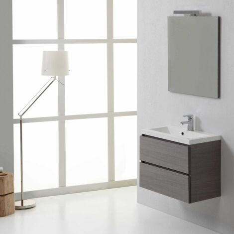Mobile Bagno Sospeso 60 Cm Con Cassetti Grigio Manhattan