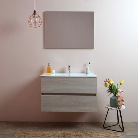 MOBILE BAGNO 80 CM CON CASSETTI OLMO LEONE LAVABO IN CERAMICA  BERLIN