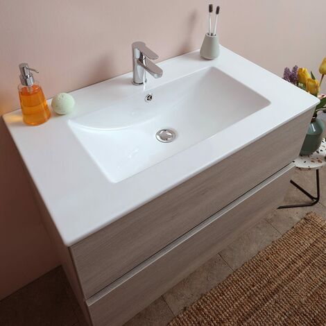MOBILE BAGNO 80 CM CON CASSETTI OLMO LEONE LAVABO IN CERAMICA  BERLIN