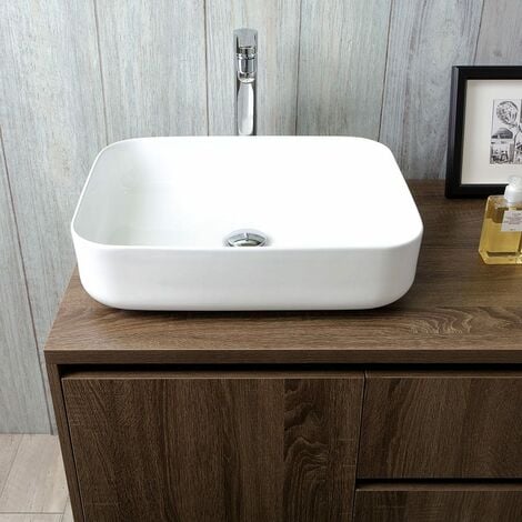 MOBILE BAGNO SOSPESO CM 60 NOCE SCURO CON LAVABO APPOGGIO, SIENA