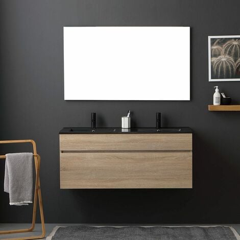 Kiamami Valentina Mobile bagno bianco lucido 120cm, cassetti e doppio  lavabo