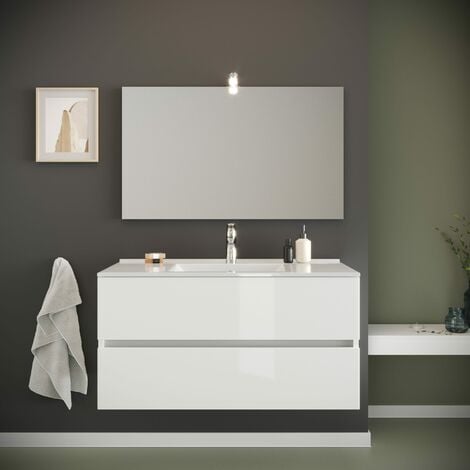 Mobile bagno Elmas80 bianco laccato lucido con lavabo 3 cassetti 81x45x86h