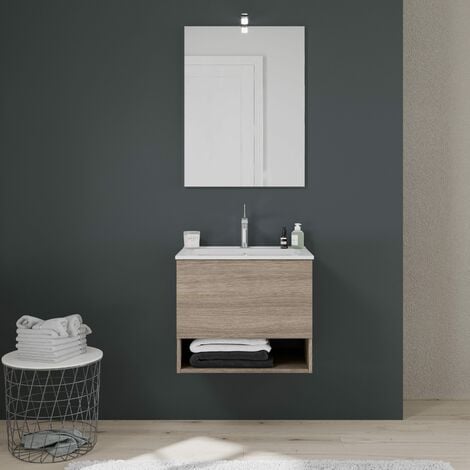 Mobile Bagno 60Cm Cassetto E Vano A Giorno Effetto Legno  Venezia