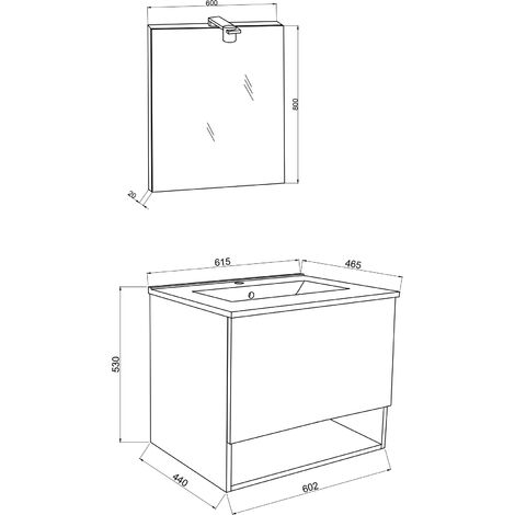 Mobile Bagno 60Cm Cassetto E Vano A Giorno Effetto Legno  Venezia