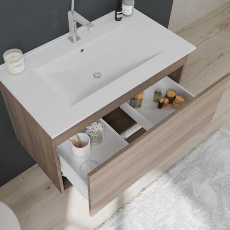 MOBILE BAGNO CON CASSETTONE,VANO A GIORNO 80CM QUERCIA NATURALE VENEZIA