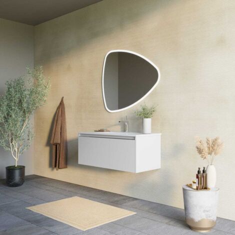 ARREDO BAGNO SOSPESO 100CM GRIGIO CHIARO OPACO SPECCHIO 100X85 MONACO