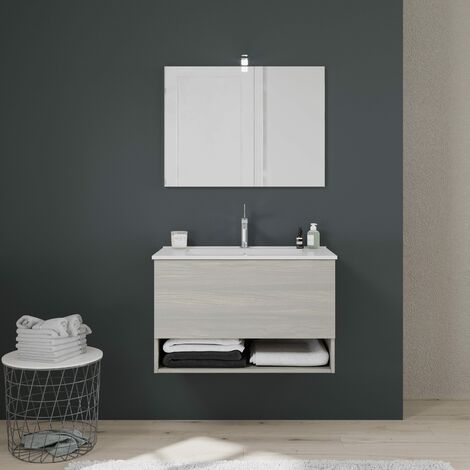 Mobile Bagno Sospeso 2 Cassetti Bianco Laccato L.75 serie Bravo