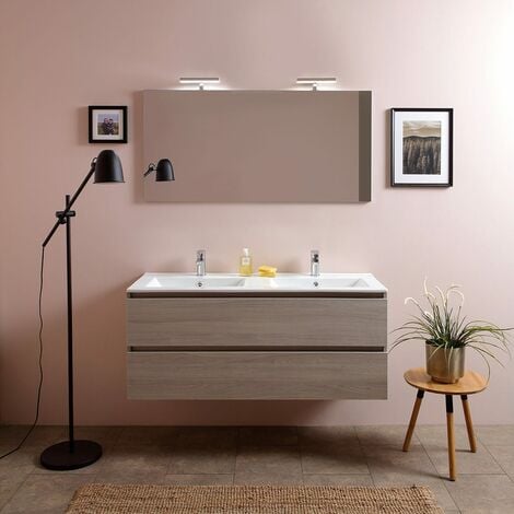 Lavabo a muro / lavabo sospeso - marmo artificiale - BS6036 - bianco -122 x  48 x 13,5 cm