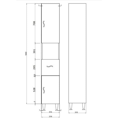 Mobile Colonna Bagno A Terra Bianco Lucido H 198 Cm  Easy