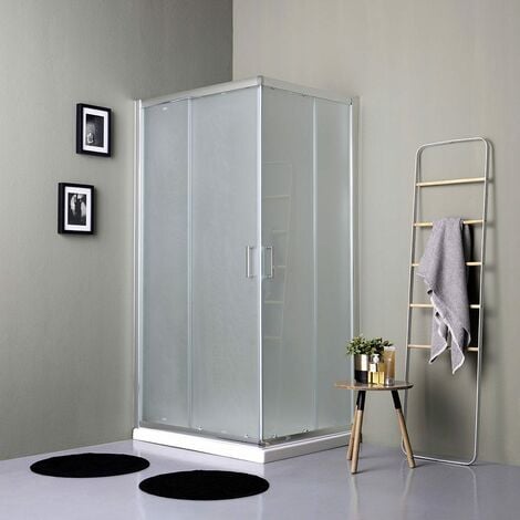 Cabina Doccia Rettangolare 100X80 Satinata Ante Scorrevoli 6Mm  Giada