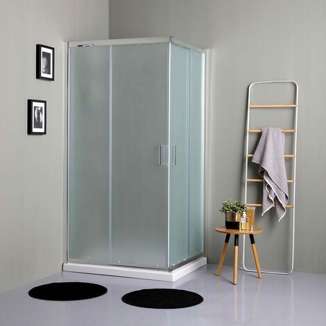 Cabina Doccia Rettangolare 100X80 Satinata Ante Scorrevoli 6Mm  Giada
