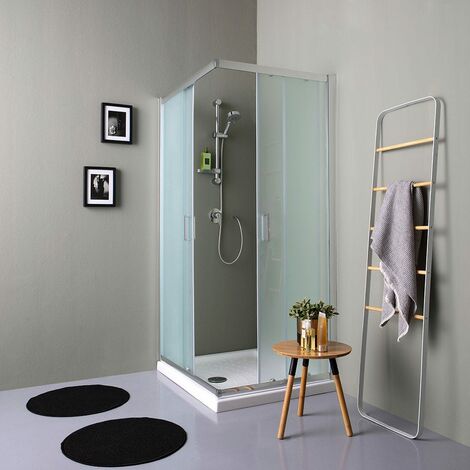 Cabina Doccia Rettangolare 100X80 Satinata Ante Scorrevoli 6Mm  Giada