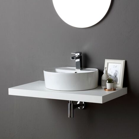 Piano Mensola Sottolavabo In Legno Bianco Da 90 Cm  Valentina