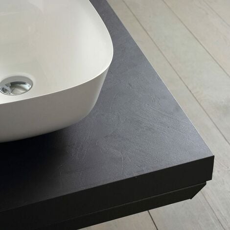 Piano In Legno Grigio 60 Cm Per Lavabo Da Appoggio   Valentina