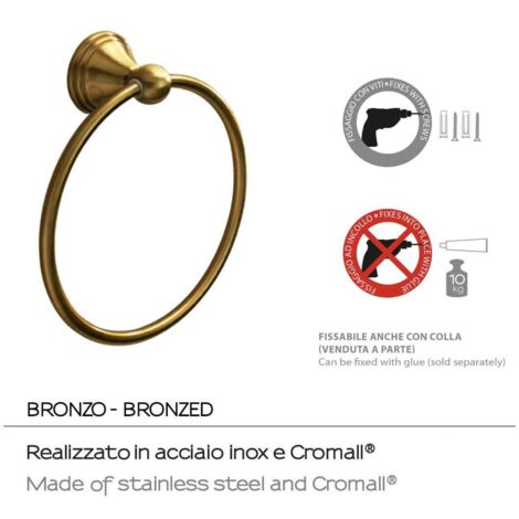 JQK Portasciugamani ad anello, in acciaio inox, per bagno, 22,9 cm