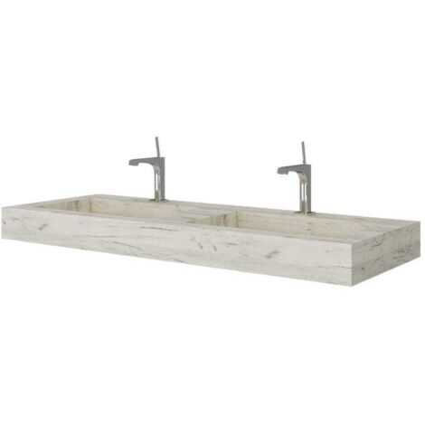 Lavabo Bagno In Hpl A Due Vasche Rovere Ghiaccio 120Cm
