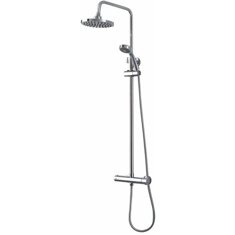 Aica Kit doccia Circolare con rubinetto doccia termostatico in ottone,  altezza regolabile, cromato, anti scotto