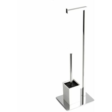 Piantana con 2 bracci portarotolo e scopino wc in acciaio inox cromato e  resine GEDY