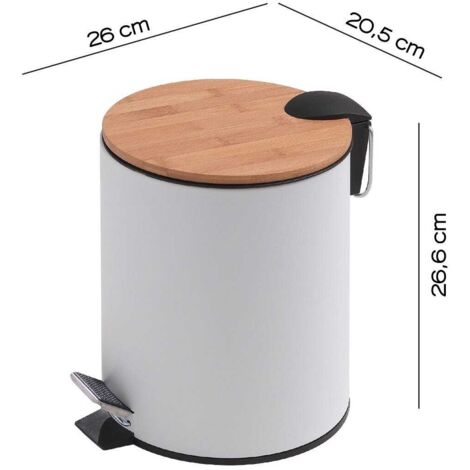 Pattumiera Da Bagno 6 Litri A Pedale - Sottile, Salvaspazio, Con Coperchio Ammortizzato, Bianco - Foto 7